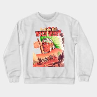 Wild West Desert Cactus American Indian Horseback Western Cowboy Vintage Retro Comic Crewneck Sweatshirt